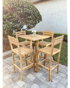 Teak Square Bar Height Table and Chairs